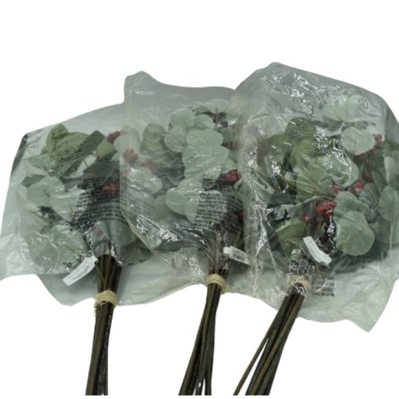 Pottery Barn Other - Pottery Barn Faux Eucalyptus and berries bundles Set of 3